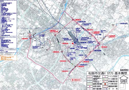 松阪市交通バリアフリー基本構想　整備課題図の画像