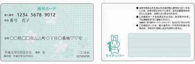 マイナンバー通知カードの画像