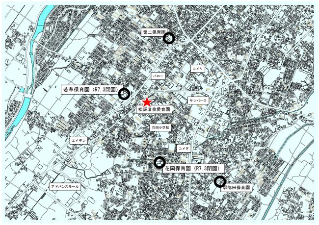 花岡地区の保育園配置