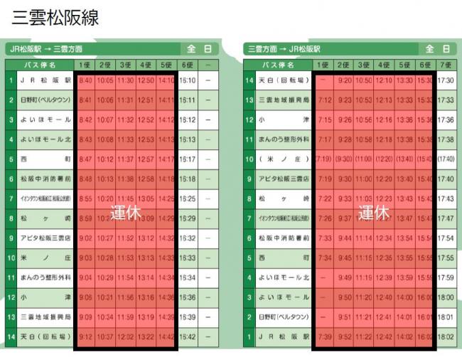 三雲松阪線運休