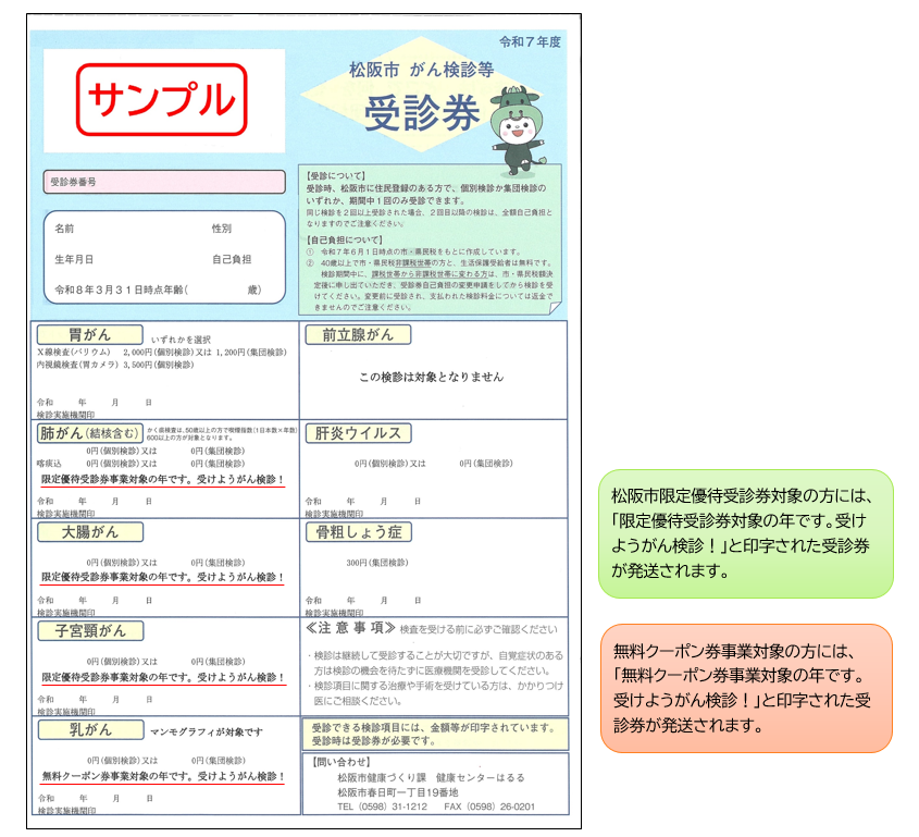 クーポン券等サンプル
