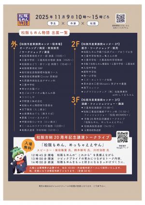 松阪市制20周年記念事業 第13回松阪もめん物語 チラシ裏