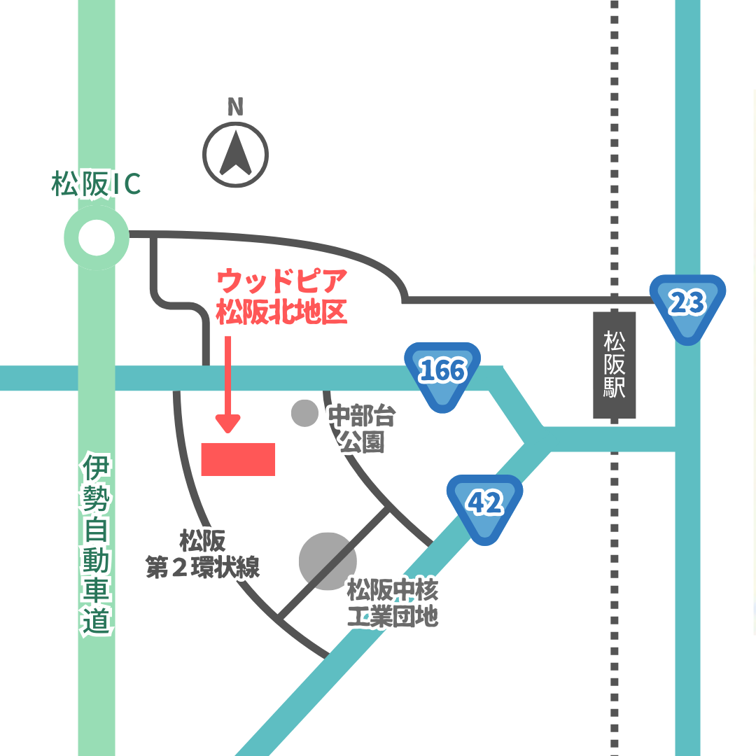 ウッドピア松阪北地区位置図