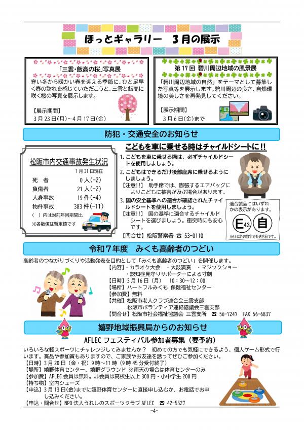 振興局だより「みくも」第195号の4ページ目です。