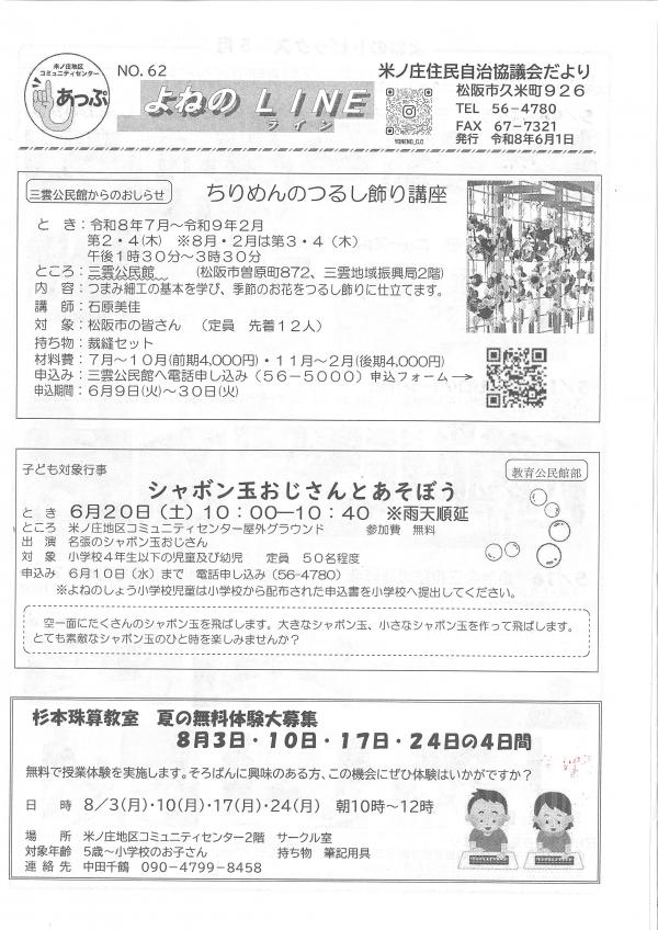 よねのLINEの1ページ目です。