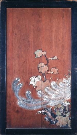鳳凰図 曽我蕭白筆筆(左)(井上博道)