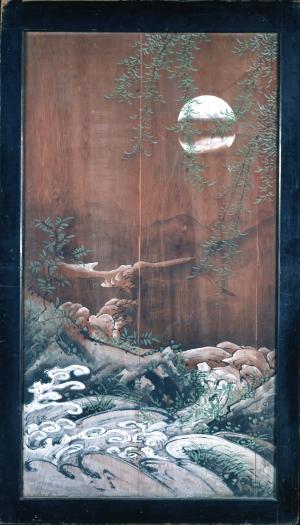 獏図 曽我蕭白筆(右)(井上博道)