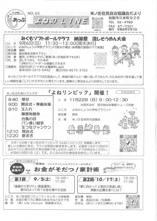 よねのLINEの1ページ目です