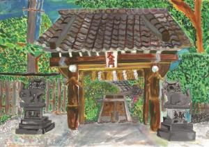 【最優秀賞】鈴木花菜さんの作品（こま犬さんがみはり　八雲神社）