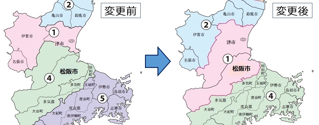 区割り変更地図（松阪市付近）