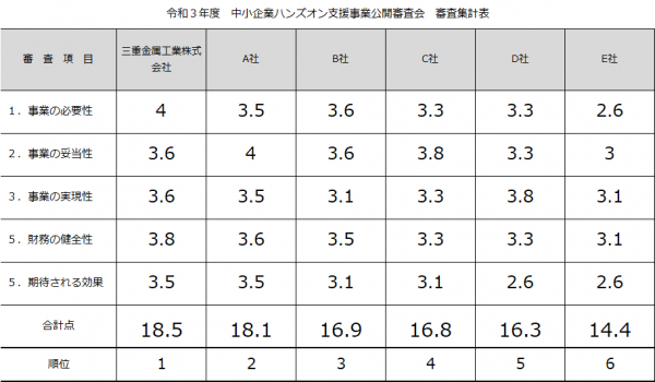 ハンズオン支援審査結果