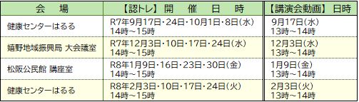 みんなで認トレ日程表（後期）